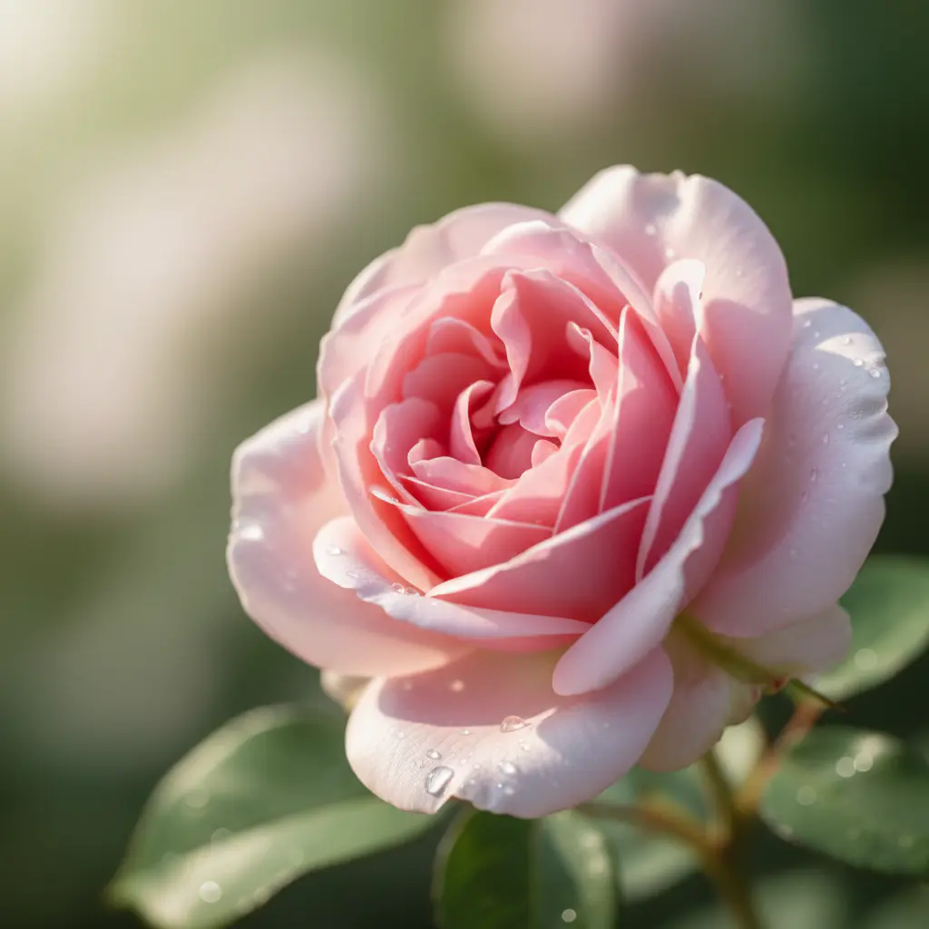 Close up of a soft pink rose